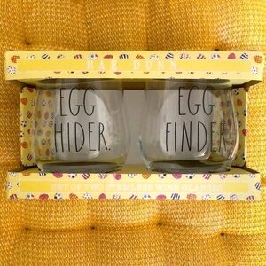 NEW RAE DUNN STEMLESS WINE GLASSES SET OF 2 | EGG HIDER & EGG FINDER |